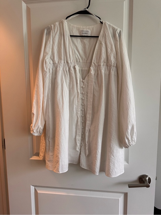 Sabo Skirt Tops - SABO White Button-Front Peasant Blouse